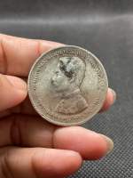 1 baht silver coin, King Rama 5 era (emblem), type 1 baht, weight 15.2 grams, still worth collecting for beginners