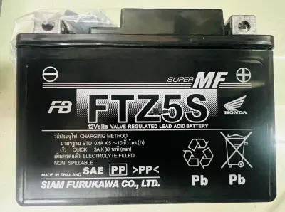 แบตเตอรี่ Fb battery FTZ5 2023 honda แบตเตอรี่มอเตอร์ไซค์ แบตแห้ง สำหรับ wave click110 scoopy zoomer x fino mio YTZ5S