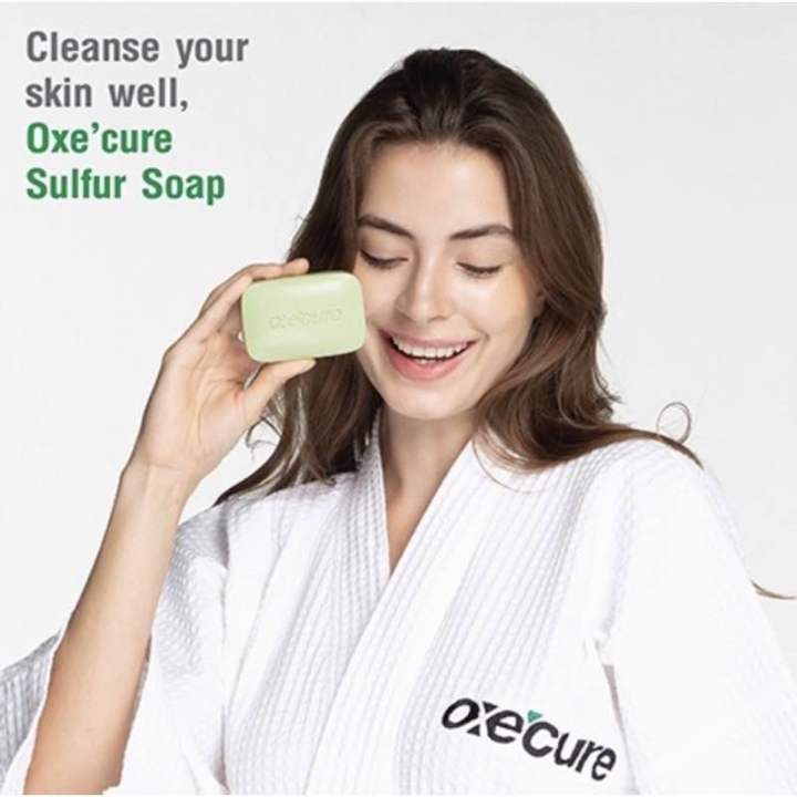 หน้าใส-หลังสวย-oxe-cure-sulfur-soap-สบู่ลดสิว-ใช้ได้ทั้หน้าและตัว-บำรุงผิวและลดรอยสิวป้องกันเกิดสิวซ้ำ-30g