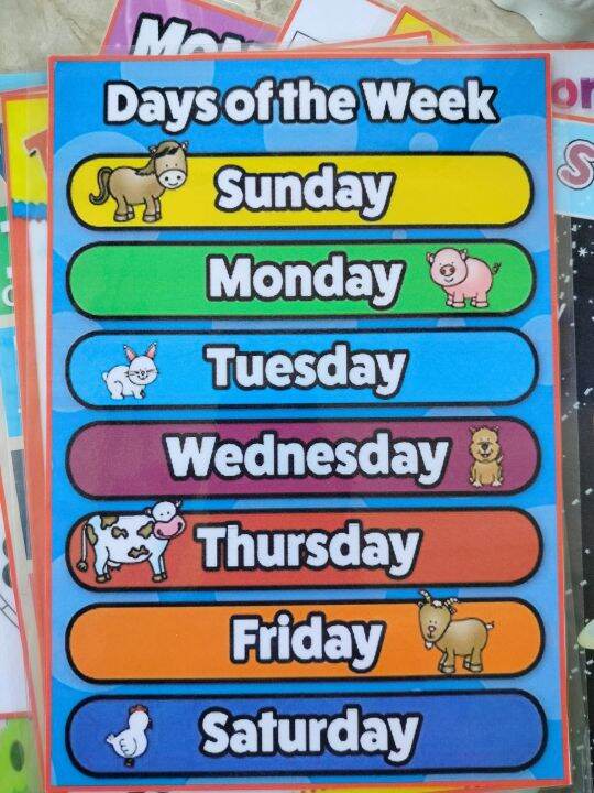DAYS OF THE WEEK LAMINATED CHART A4 SIZE | Lazada PH