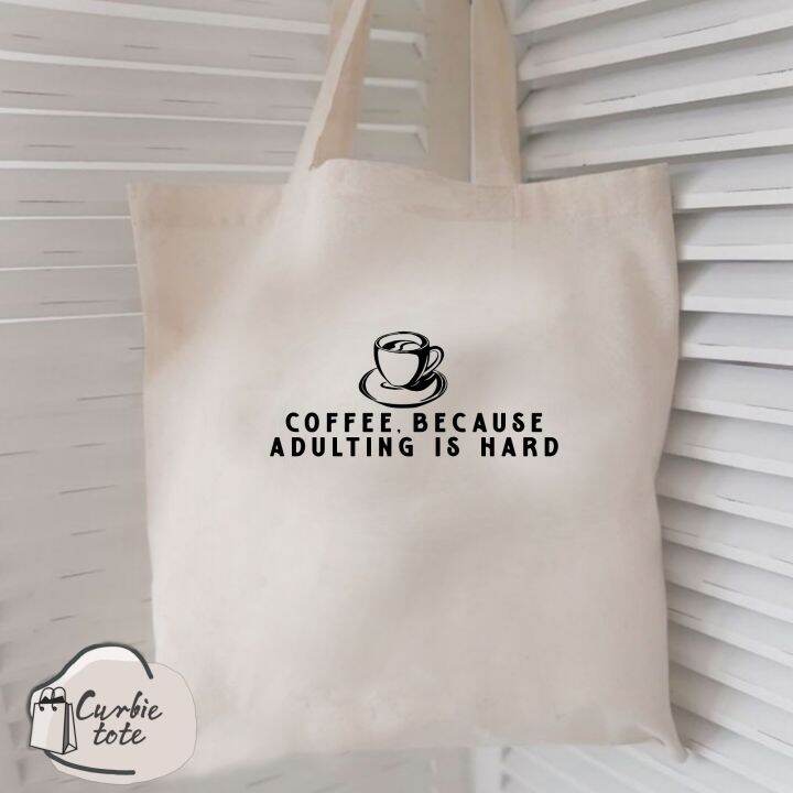 Totebag Coffee Design with zipper (with FREEBIE) | Lazada PH