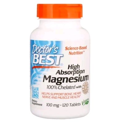 แมกนีเซียม Doctors Best High Absorption Magnesium 100% Chelated with Albion Minerals 100 mg 120 Tablets แมกนีเซียม