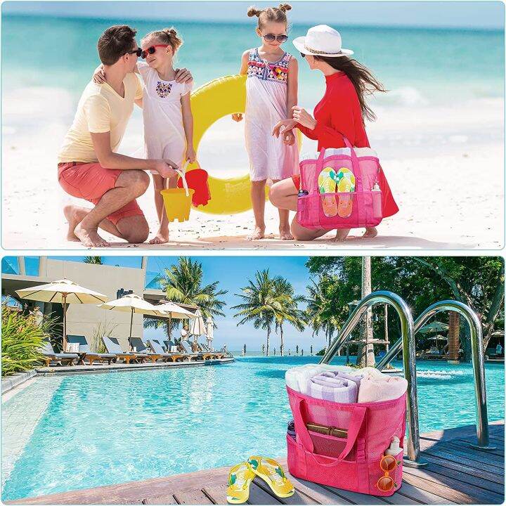 Eversalute Large Beach Bag Pool Bags Mesh Beach Tote for Toys