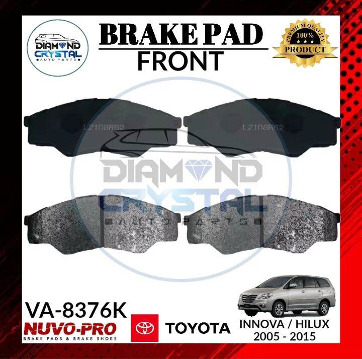 BRAKE PAD TOYOTA INNOVA / HILUX 20052015 FRONT SET PART NO VA8376K "NUVOPRO JAPAN BRAND