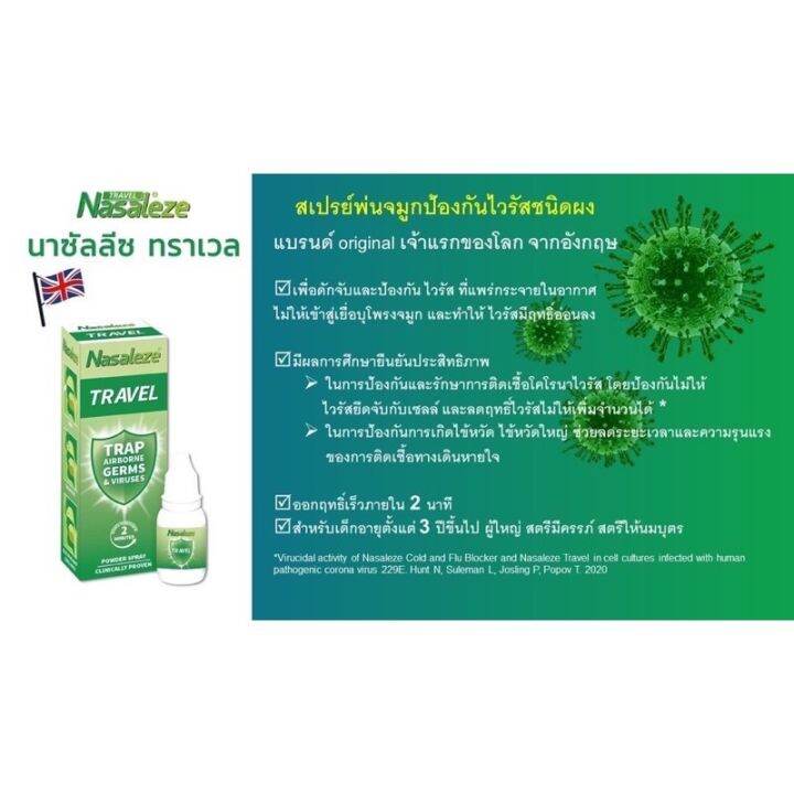 พร้อมส่ง-สเปรย์พ่น-นาซัลลิซ-ขวดเขียวของแท้-nasaleze-travel-spray-ดักจับเชื้อไวรัสโควิด-19-จากประเทศอังกฤษ