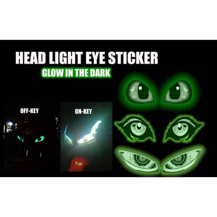 Glow in the Dark Eye on Headlights Fitted to all Motorcycle / Headlights Eye Sticker Glow in the