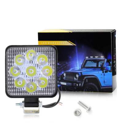 (2ชิ้น ราคา160) สปอร์ตไลน์ 27wเหลี่ยม 9LED รถบรรทุก รถยนต์ใช้ได้12v-24v