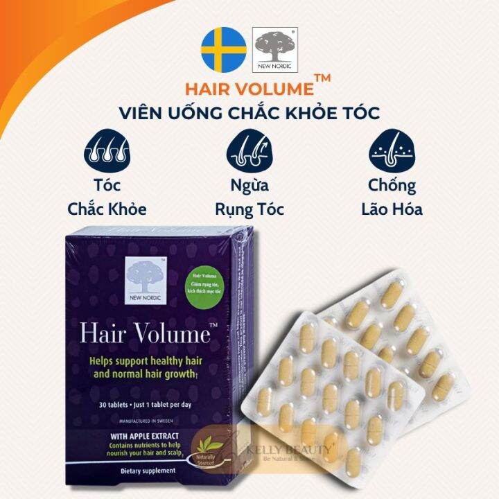 Viên Uống Giảm Rụng Tóc Hair Volume NEW NORDIC - Giúp Tóc Chắc Khỏe, Tăng Cường Mọc Tóc | Kelly Beauty Viên Uống Giảm Rụng Tóc Hair Volume NEW NORDIC - Giúp Tóc Chắc Khỏe, Tăng Cường Mọc Tóc | Kelly Beauty