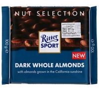 ริทเทอร์สปอร์ต ช็อคโกแลตผสมอัลมอนด์เต็มเมล็ด Ritter Sport Dark Chocolate Whole Almond 100g.