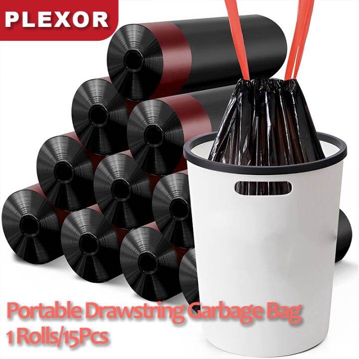 Plexor Portable Drawstring Garbage Bag, 45cmx50cm Plastic Automatic