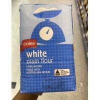 White Plain Flour ( Coles Brand ) 1000 G. แป้งสาลี ไม่ฟอกสี ( ตรา โคลส์ ) ไวท์ เพลน ฟลาวร์