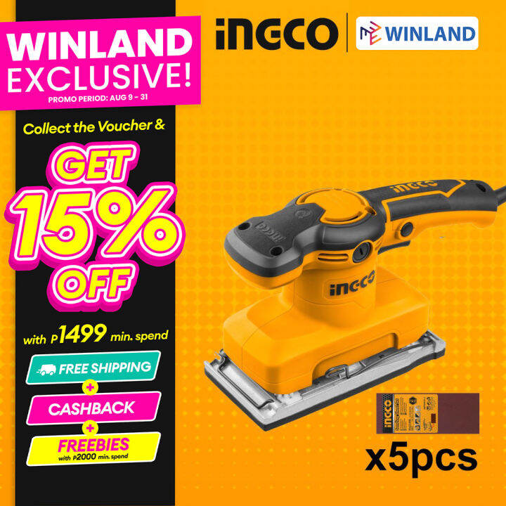 INGCO by Winland Finishing Sander Sanding Machine Power Tools 320W 180mm x 90mm FS3208 INGPT