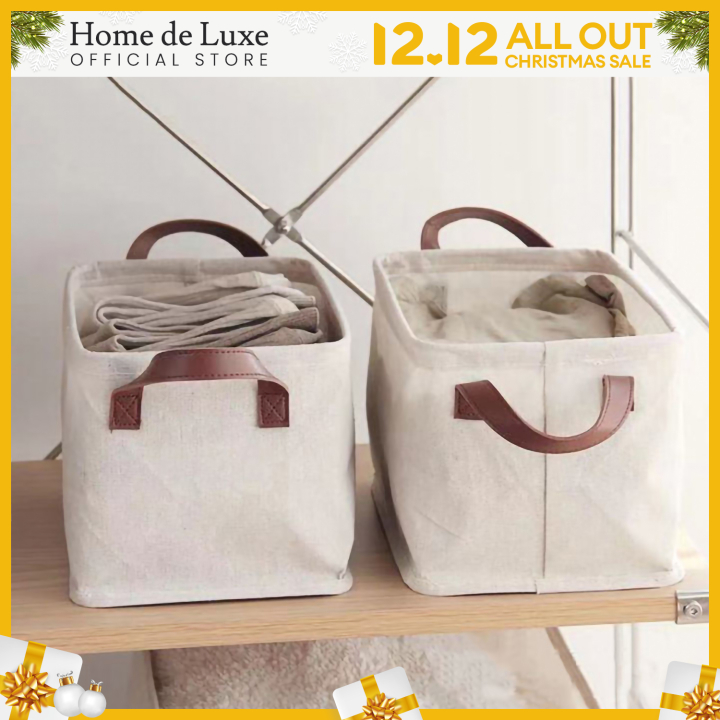 [Storage Box Organizer] Home de Luxe Premium Rattan and White Canvas