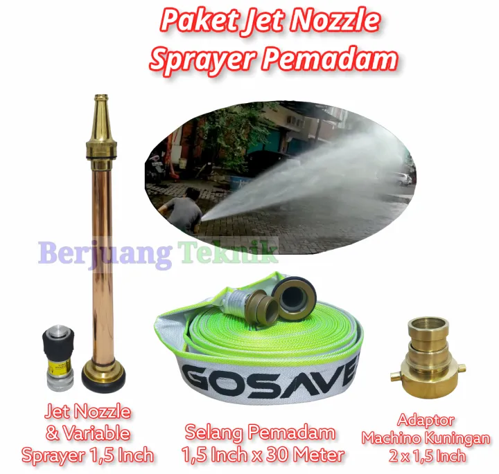 1,5 Inch Paket Jet Nozzle Variable Sprayer Pemadam Kebakaran Full ...