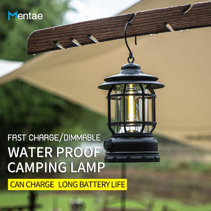 Retro Camping Light, Led Rechargeable Waterproof Lamp, For Outdoor