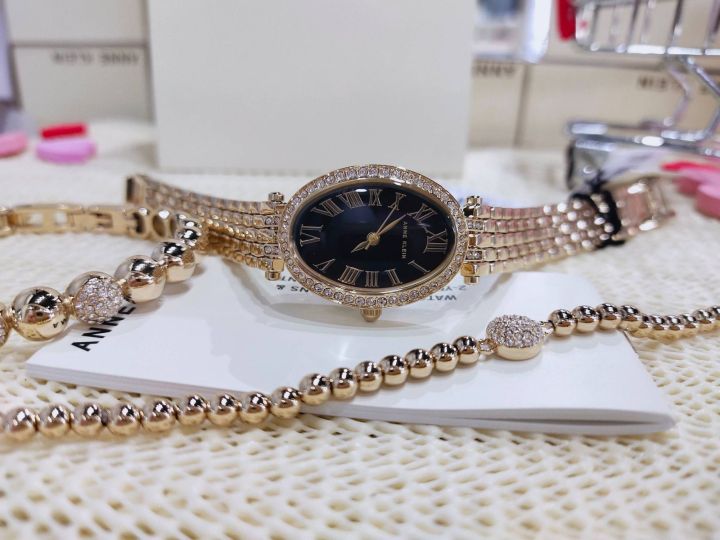 ประกันศูนย์ไทย-นาฬิกาข้อมือผู้หญิง-anne-klein-womens-quartz-metal-ak-3970gbst-ขนาด-22-mm-ระบบ