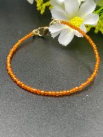 Carnelian 2MM tiny beaded bracelet for women.