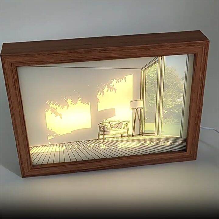 Lighting Painting Decoration Upgrade Wooden Frame LED Glowing Picture