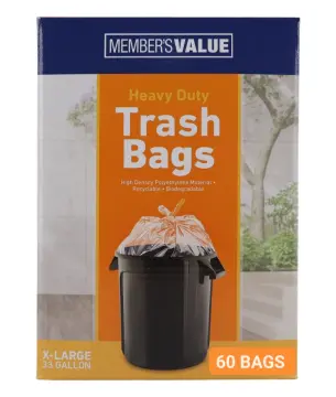 60pcs Heavy Duty Trash Bags 33 Gallon Large Garbage Rubbish Bags Black Home