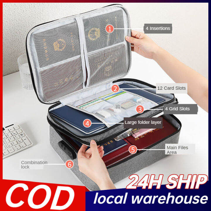 Multilayer Document Storage Bag with Lock Passport Driving License