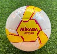 ฟุตบอลหนังเย็บ TPU / Football Mikasa FT558B-YP (สีขาว-เหลือง-ชมพู) เบอร์ 5 ขนาดและน้ำหนักมาตรฐาน ฟรีตาข่ายใส่บอล+เข็มเติมลม (รับประกันของแท้ 100%)