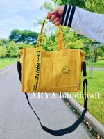 FABRIC CROSSBODY BAG รุ่น Smiley collection กระเป๋าผ้าทรง tote สะพายข้างสไตร์เกาหลี  คอลเลคชั่นสมายลี่ แถมฟรี พวงกุญแจ แบบสุ่ม  1 ชิ้น ทุกคำสั่งซื้อ