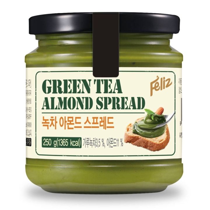 พร้อมส่งแยมชาเขียวผสมแอลมอนด์-feliz-green-tea-almond-milk-spread-ขนาด-250-กรัม