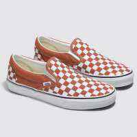 VANS SLIP ON CHECKERBOARD THEORY BURNT OCHRE  (สินค้ามีประกันแท้)