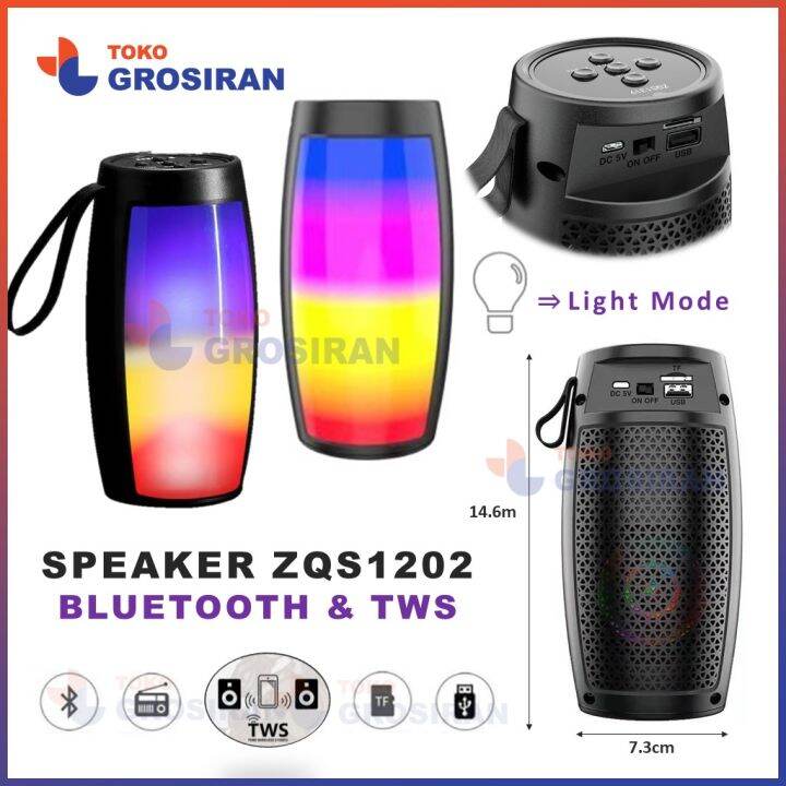 Speaker Bluetooth super bass ZQS1202 ZQS1202 TWS spiker blutut Lampu