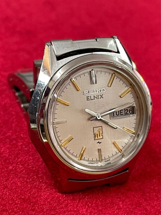 seiko-elnix-automatic-ตัวเรือนสแตนเลส-นาฬิกาผู้ชาย-นาฬิกามือสองของแท้