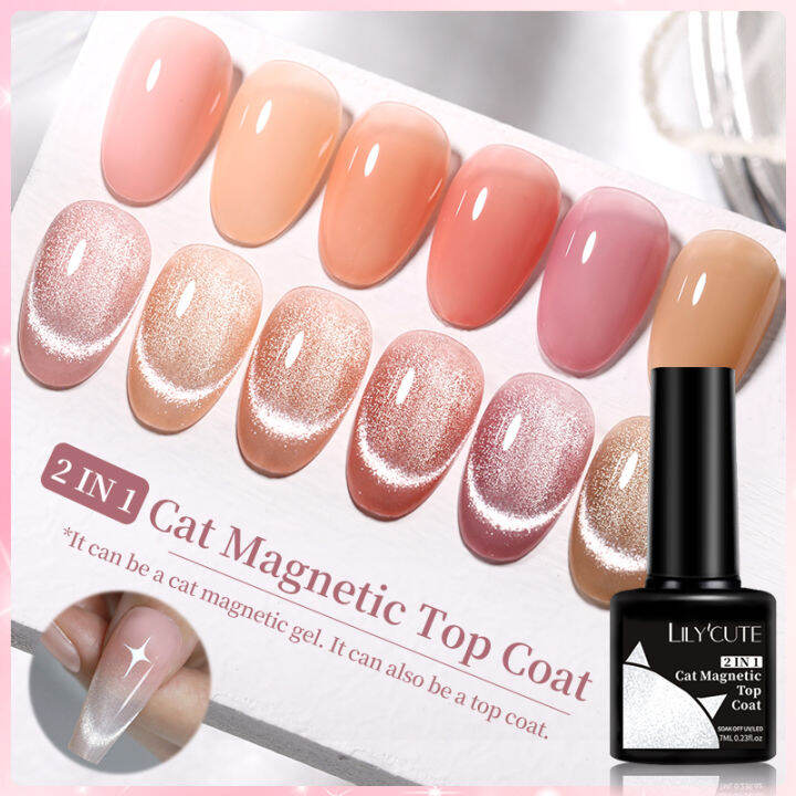 LILYCUTE 7ml 2 in 1 Cat Eye Top Coat UV LED Gel Soak Off Cat Eye Effect