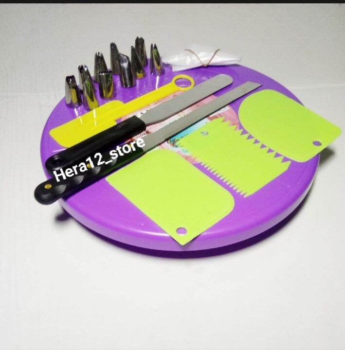 Alat hias kue/Set dekorasi kue ulang tahun pernikahan dll/meja putar