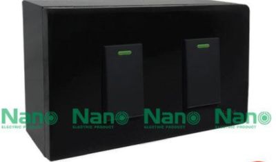 ชุดฝา NANO 2 ช่อง 2 สวิตซ์ และบล็อกลอย สีดำ CS101-bb