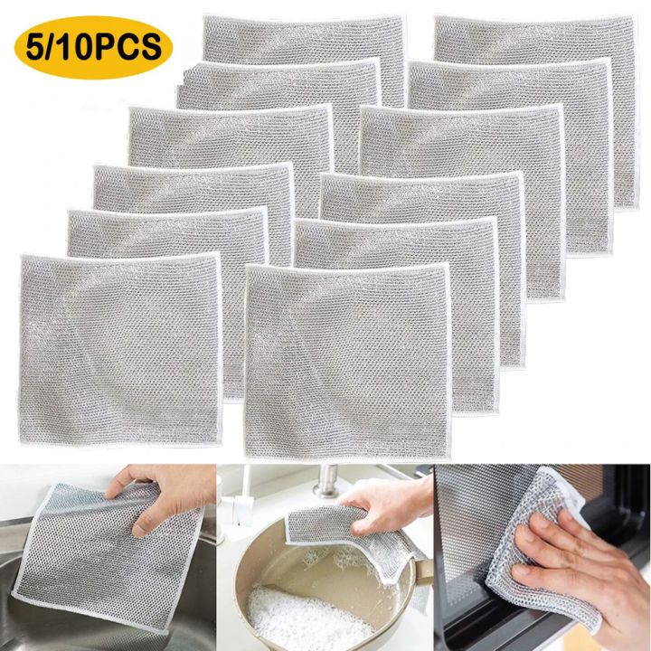 5X Multipurpose Wire Dishwashing Rags for Wet and Dry, Wire
