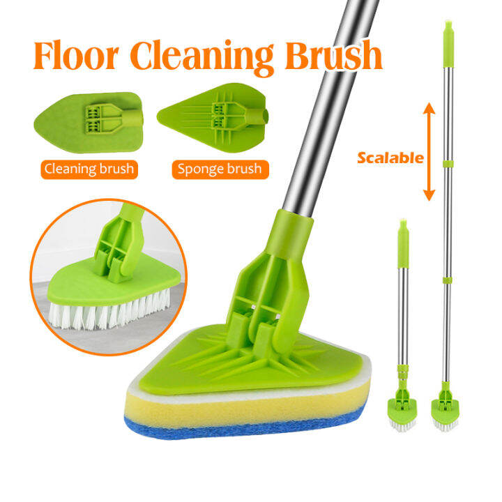 2 in 1 Triangle Mop Cleaning Brush with 3 Free Sponge Tub Tile Scrubber