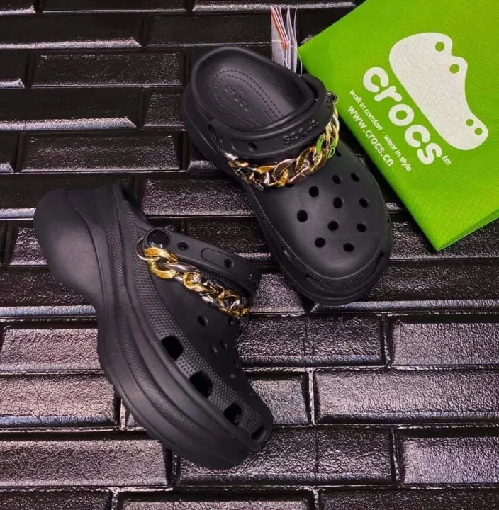 black crocs with chain