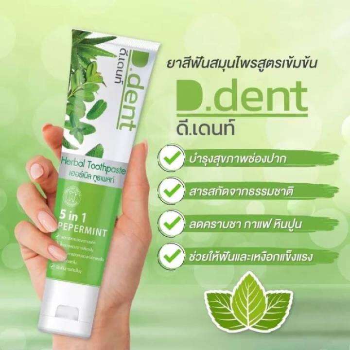 1-แถม-1d-dent-ดีเดนท์-ยาสีฟันสมุนไพร-5-in-1-สูตรเปปเปอร์มิ้นต์-ขนาด-100-กรัม