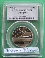 ตลับเกรด PCGS PR69DCAM - Proof Half Dollar 1992 S -Olympic