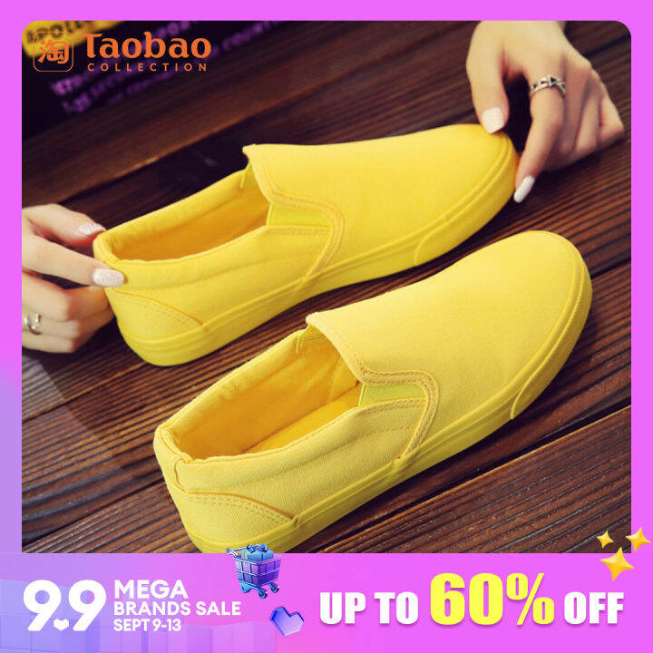 2023 Spring Couple Canvas Shoes Women's Flat White Shoes Slipon Lazy
