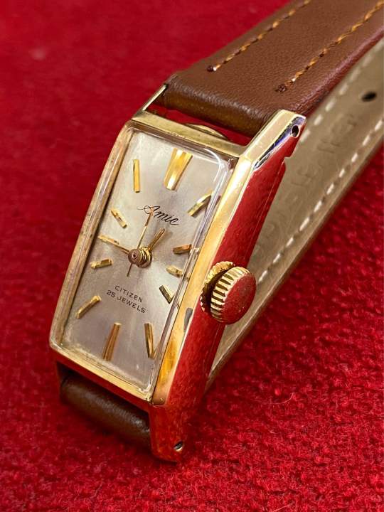 citizen-amie-25-jewels-ระบบไขลาน-ตัวเรือนทองชุบ-นาฬิกาผู้หญิง-มือสองของแท้