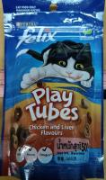 ขนมแมวเม็ด ยี่ห้อ Felix Play Tubes (สินใหม่) รสไก่และตับ ขนาด60กรัม (1ซอง)