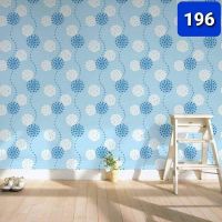 Wallpaper กาวในตัว ส่งฟรี ลายดอกไม้สีฟ้า สดใส เนื้อ PVC กว้าง 45 ซม. ยาว 10 เมตร #196