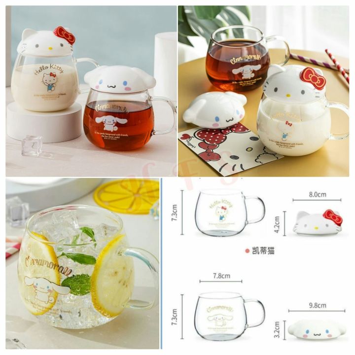 Gelas Mug Kaca Tutup Hello Kitty Dan Cinnamoroll Ori Sanrio Lazada Indonesia 0253