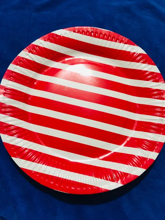 Stripe Red Paper Plates Lazada PH