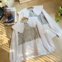 Mona blouse (เสื้อคอปกระบายแต่งผ้าทวิต)