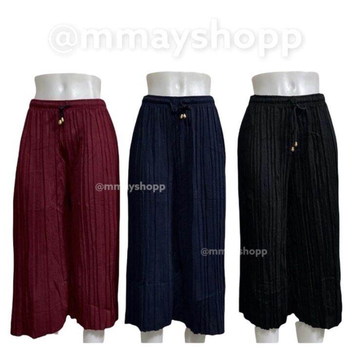 กางเกงพลีท-ขาบาน-หลากสี-พร้อมส่ง