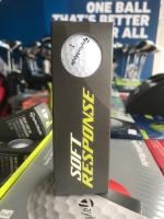 Taylormade Soft Response ลูกกอล์ฟมือ 1 Taylormade Soft Response golf ball have 3 ball New ball เป็นลูกใหม่แกะกล่องยังไม่ผ่านการใช้งานใดๆทั้งสิ้น บรรจุภัณฑ์ในกล่องมี 3 ลูก 3 ball สินค้าพร้อมส่งลงสนามแข่งขันพร้อมใช้งานเป็นลูกแท้100% TAYLORMADE soft Response