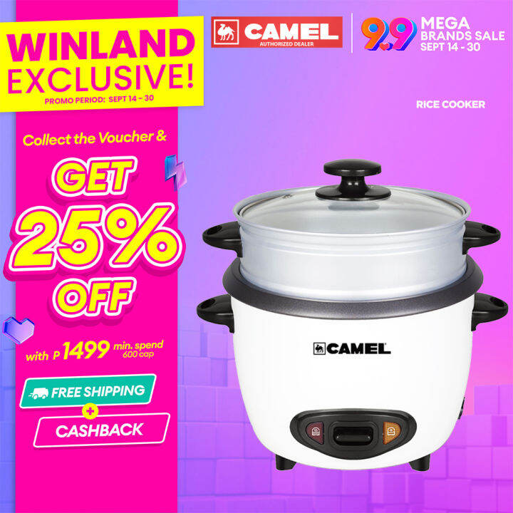 CAMEL by Winland Rice Cooker with Steamer 10 cup /1.0L White Color CRC