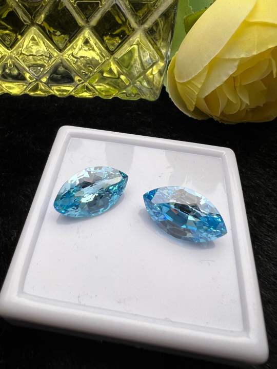 aquamarine-เพชร-รัสเซีย-เนื้อแข็ง-พลอย-บลูโทแพซ-cz-cubic-zirconia-marquise-blue-topaz-lab-made-100-ราคาเป็น-1-เม็ด-พลอย-ขนาด21x11-mm-มิล-17-กะรัต