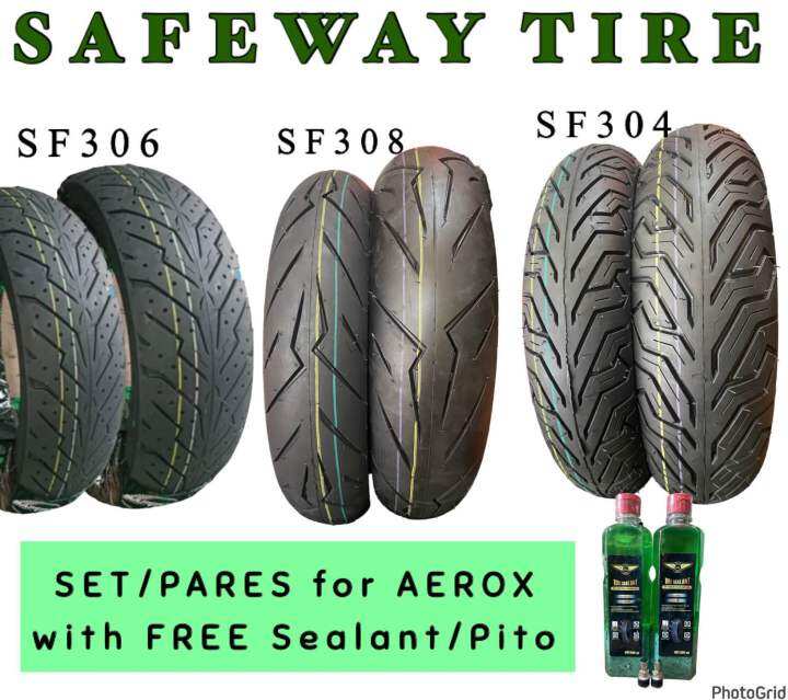 SAFEWAY TIRE size 14" (AEROX Set/Pares) FRONT AND REAR with Sealant and